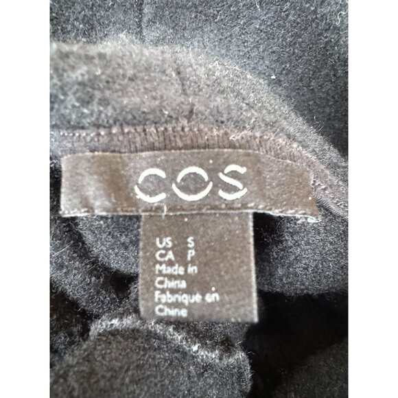 COS Wool Sweater Women's S Black Turtleneck 3/4 Sleeve Knit Cropped Pullover - Picture 2 of 7